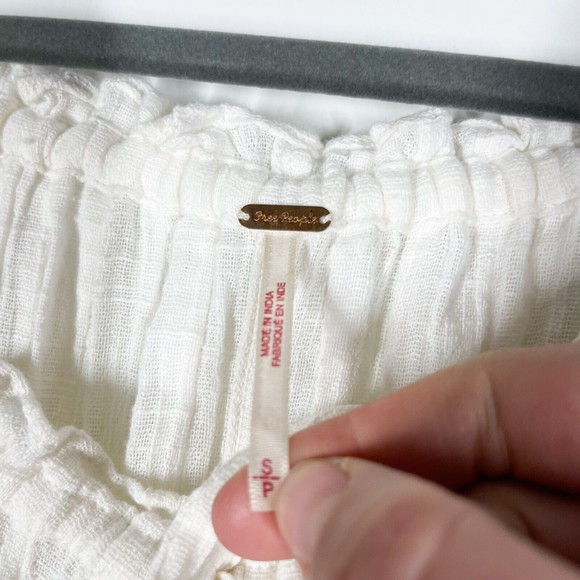 Free People Cool Off Romper Women's Ivory Off Shoulder Tie Waist Size Small - Picture 5 of 10